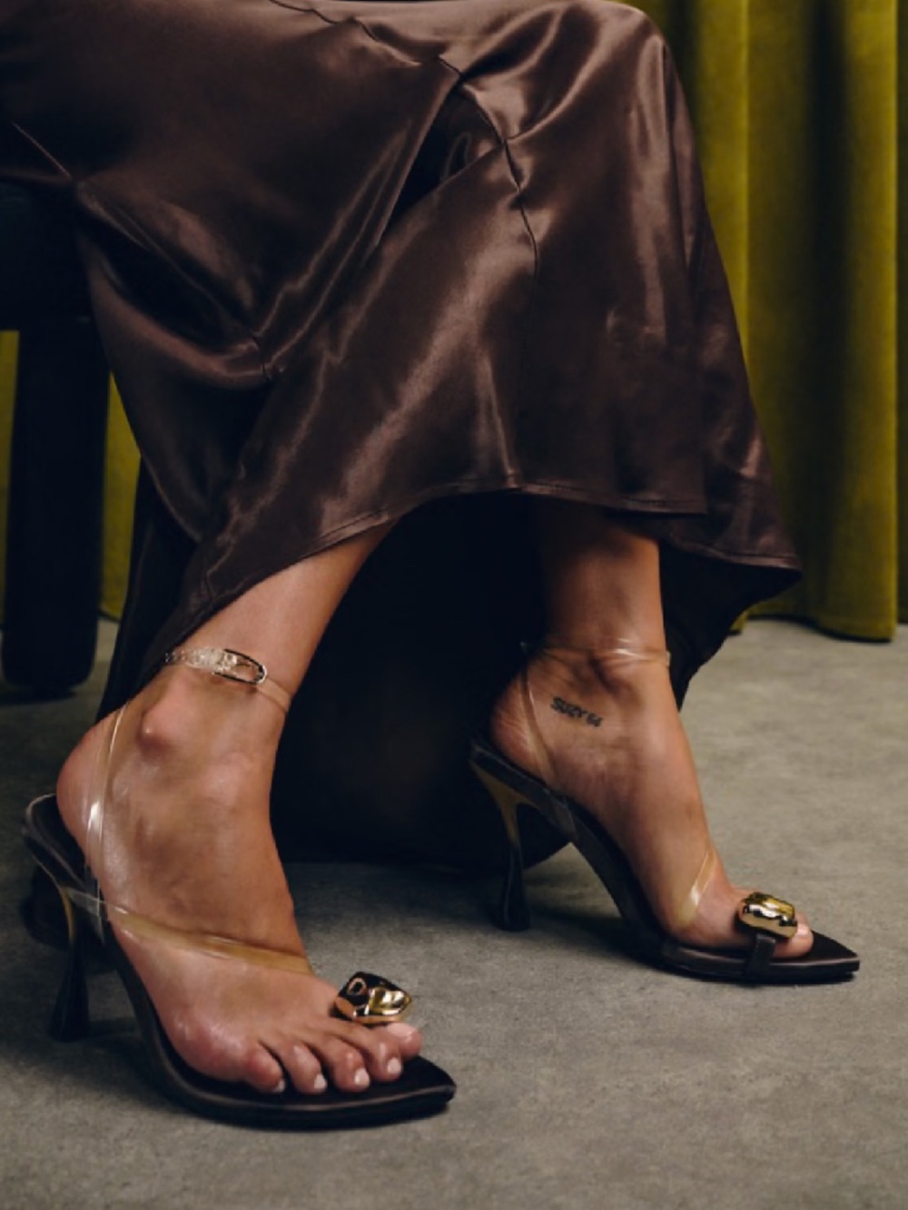 ASOS DESIGN North High Heeled Sandals with Toe Trim in Clear